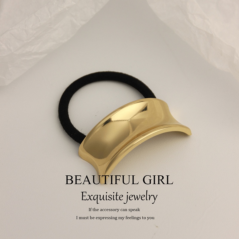 Women's Versatile Retro Alloy Elastic Hair Ties Round Cold Tone