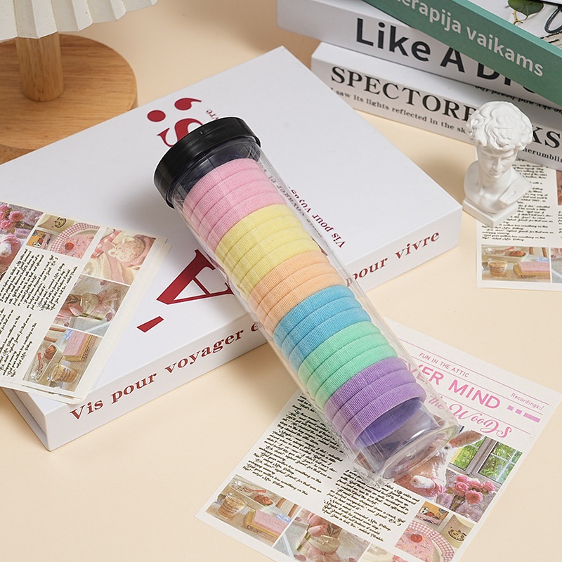 Women High Elastic Seamless Cloth Towel Hair Rings 20pcs Knit Pattern