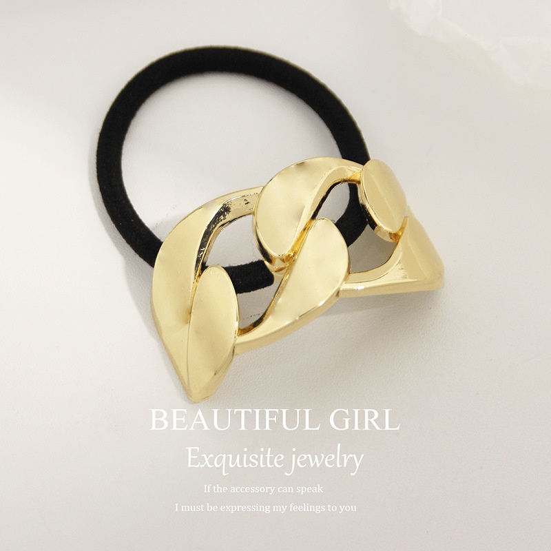 Women's Versatile Retro Alloy Elastic Hair Ties Round Cold Tone