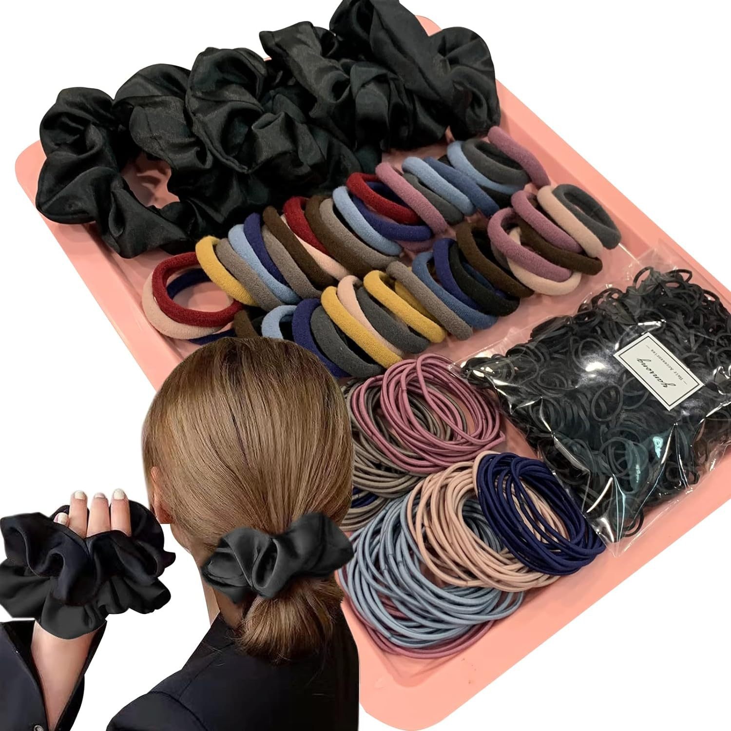 Women's Korean Style Scrunchie Ponytail Hair Tie Set Fresh Simple Colors