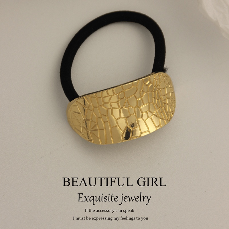 Women's Versatile Retro Alloy Elastic Hair Ties Round Cold Tone