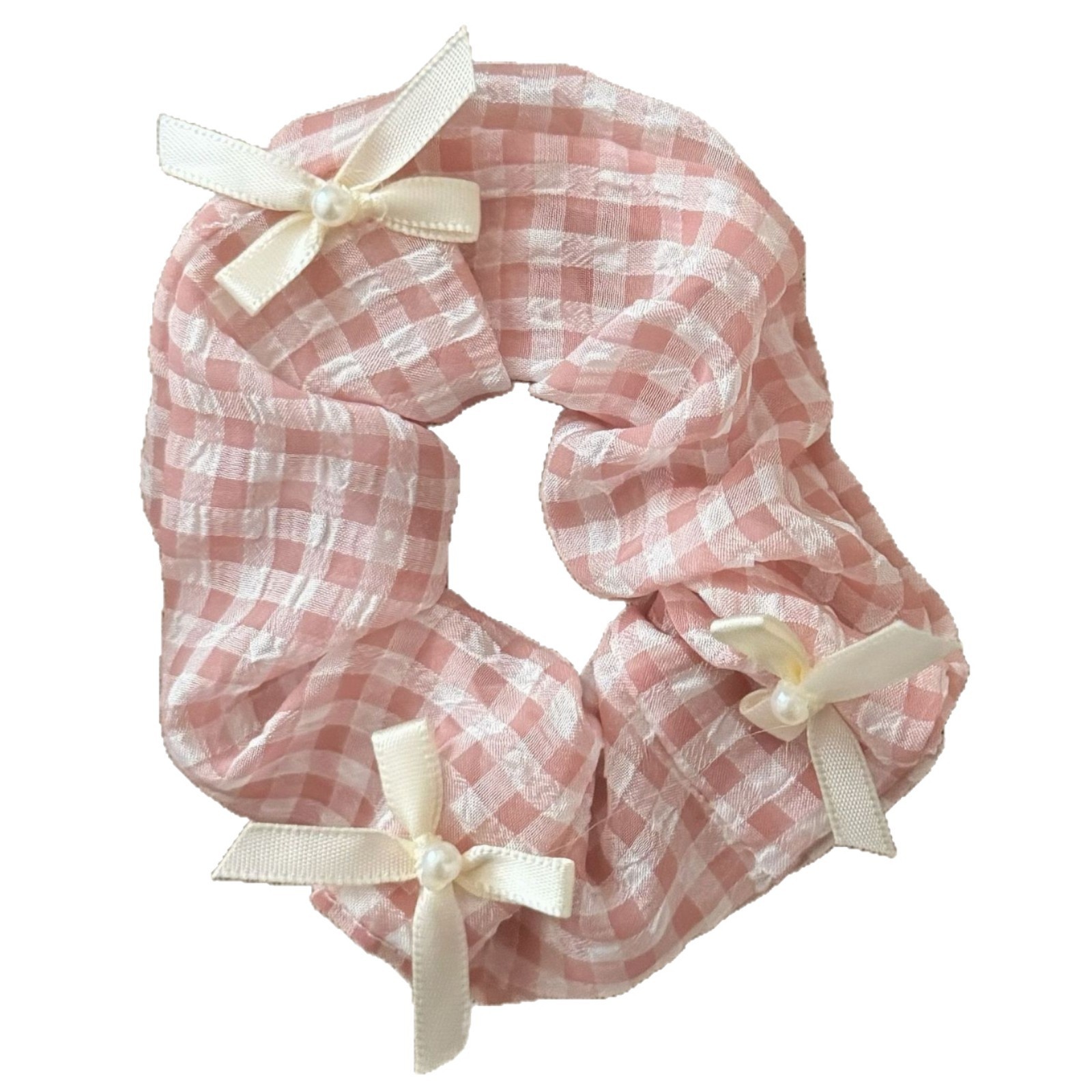 Girls Sweet Cloth Large Elastic Ponytail Holder Hair Ties Three Bowknot