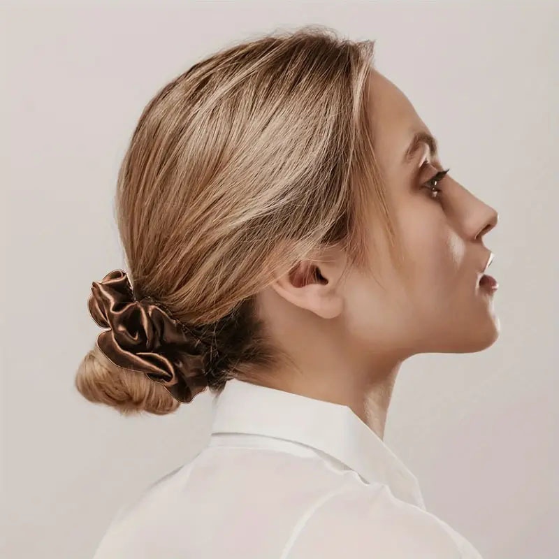 Women's Elegant Satin Large Scrunchie Damage-Free Hair Tie Solid Color