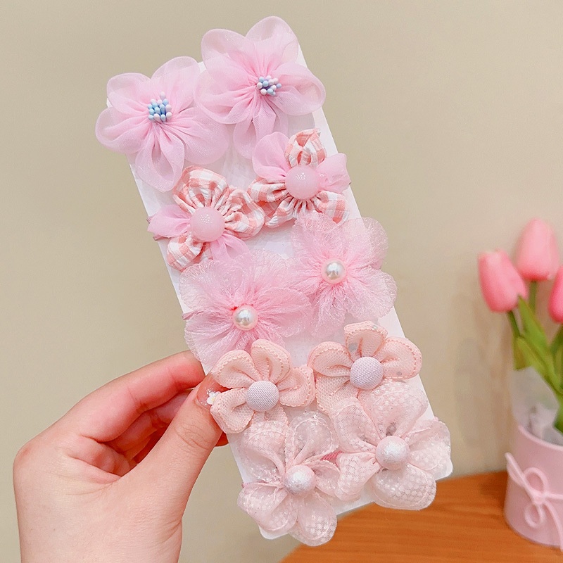 Baby Girls No-Damage Cloth Ponytail Hair Ties Sweet Floral Pattern