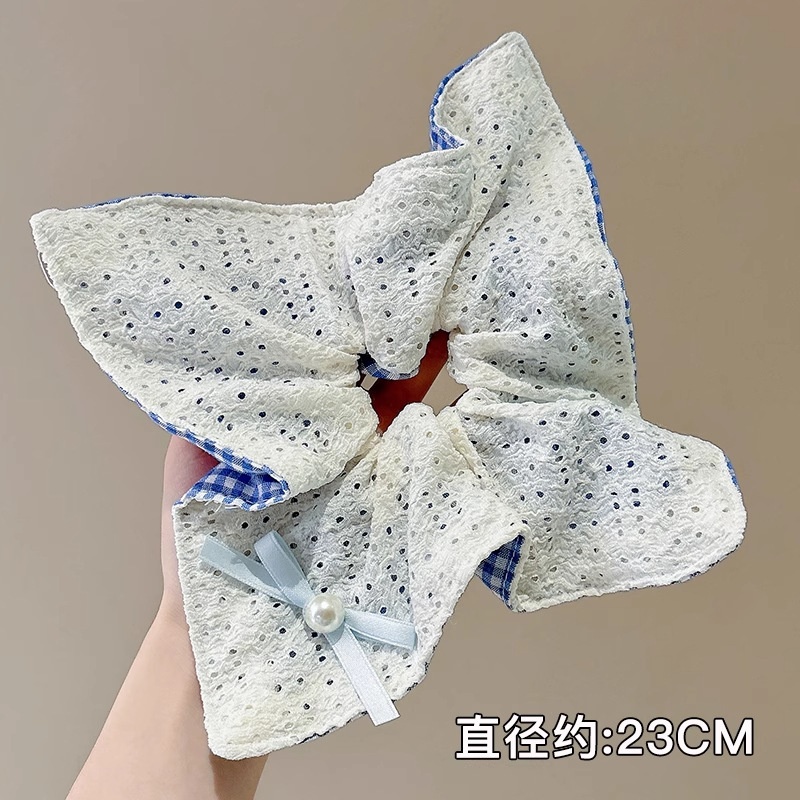 Women Daily Oversized High Elastic Lace Hair Scrunchie Elegant Floral
