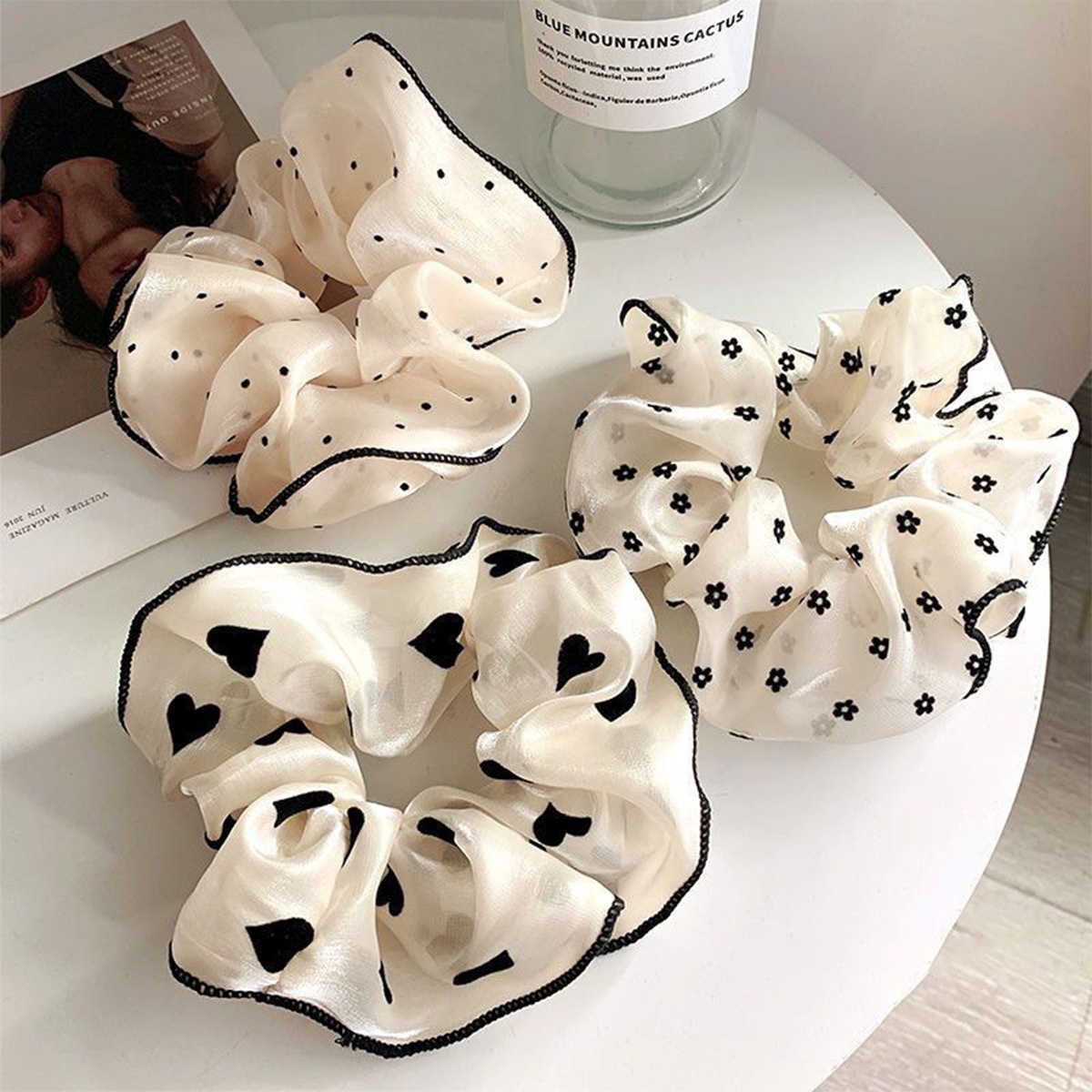 Women's Elegant Nylon Hair Tie for Outdoor Shopping Polka Dots