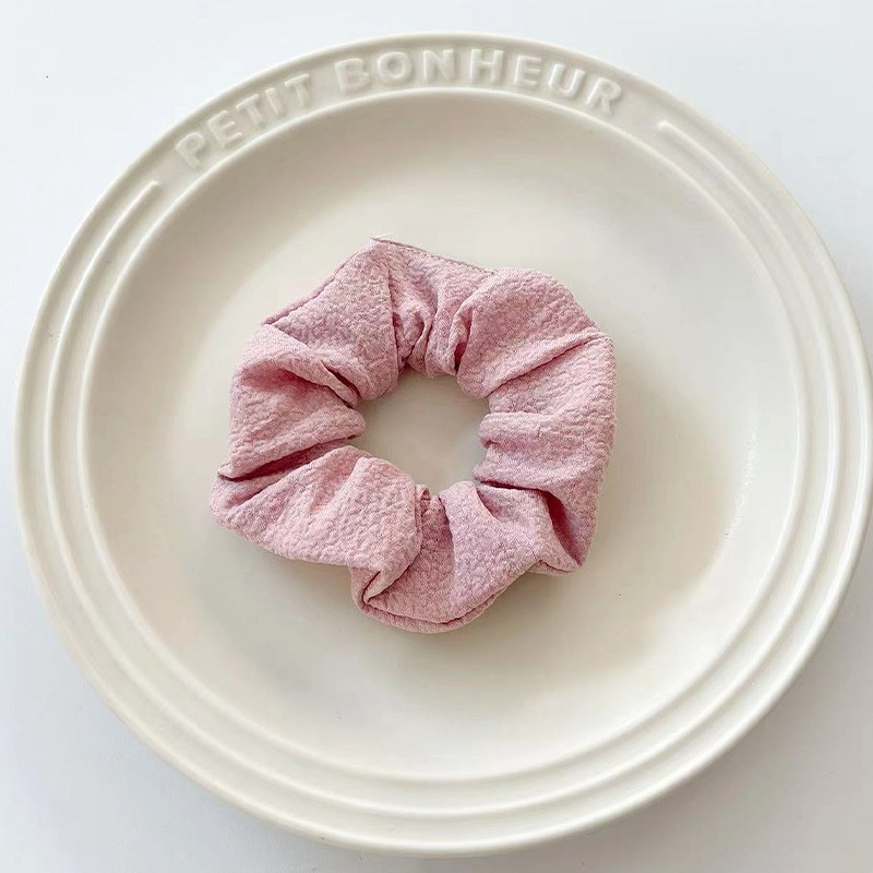 Women's Summer Fabric Scrunchie Pleated Plaid Leopard Hair Tie