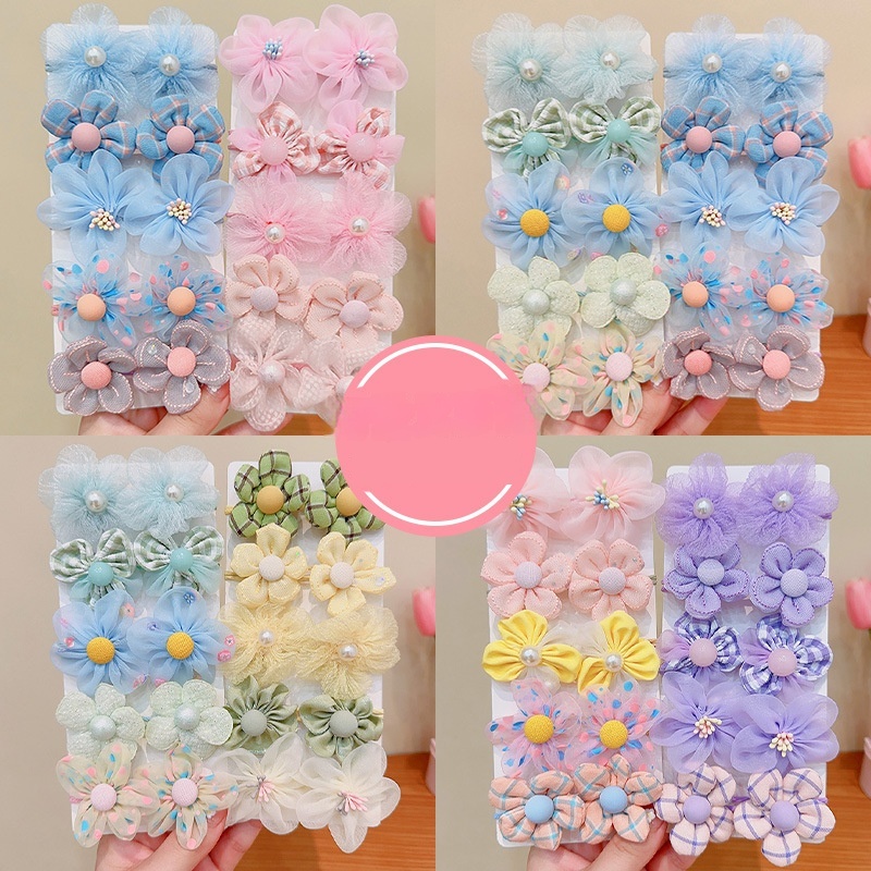 Baby Girls No-Damage Cloth Ponytail Hair Ties Sweet Floral Pattern