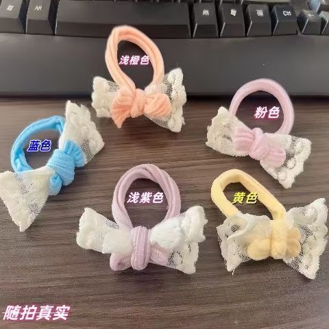 Women's Elegant Bow Hair Tie Vintage Lace Embroidered Cloth Elastic Rope