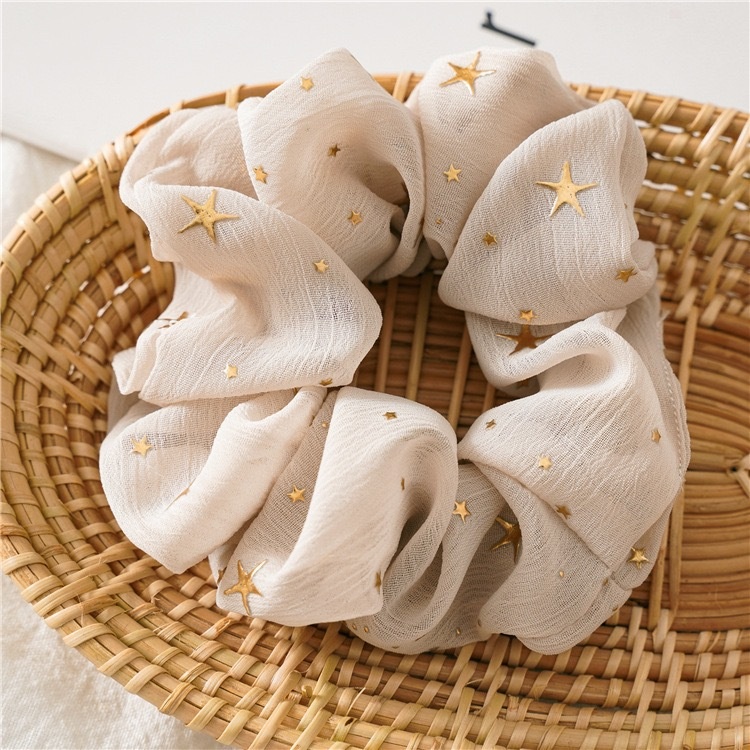Women's Sweet Chiffon Scrunchie All-Match Hair Tie Printed Star Pattern