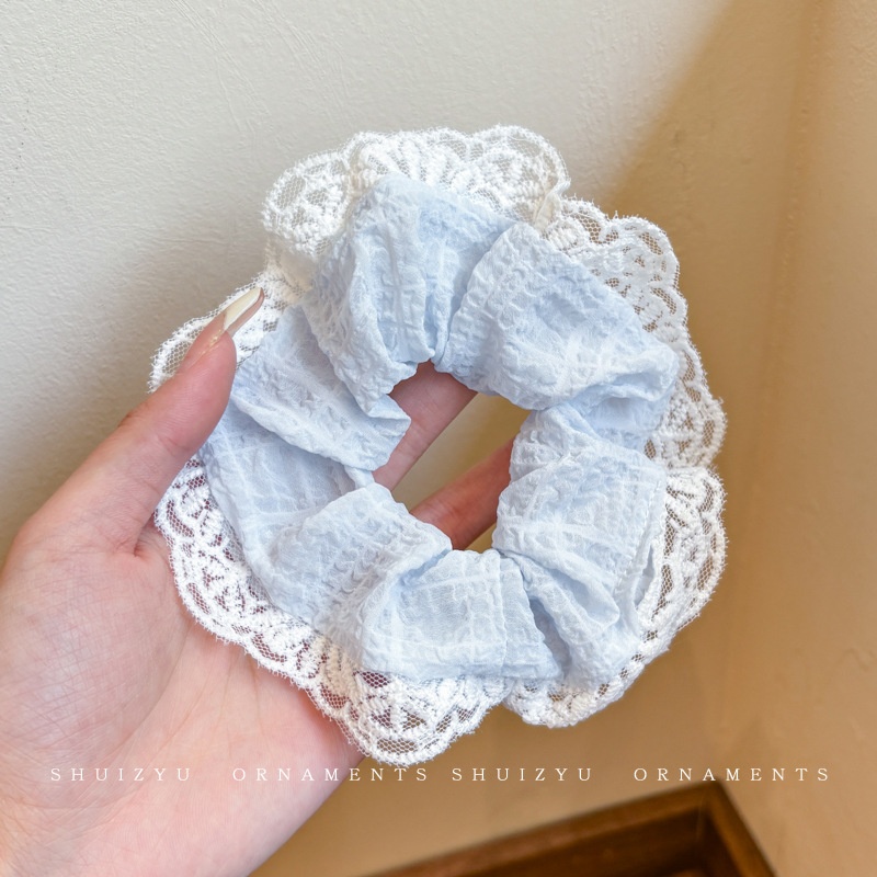 Women's Cloth Lace Scarf Scrunchie Daily Hair Tie Spring Tulip Floral