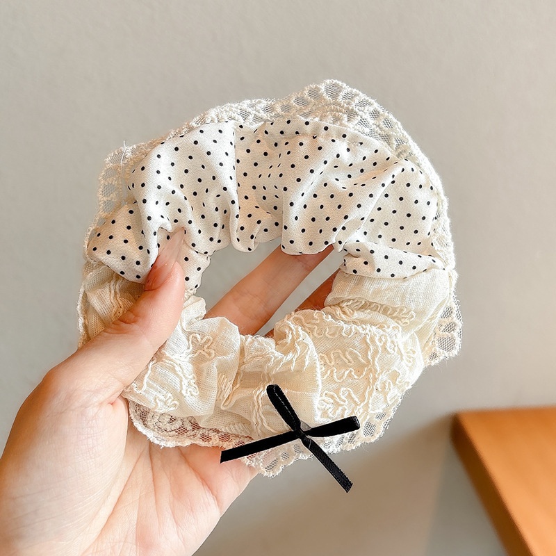 Women's Cloth Lace Scarf Scrunchie Daily Hair Tie Spring Tulip Floral