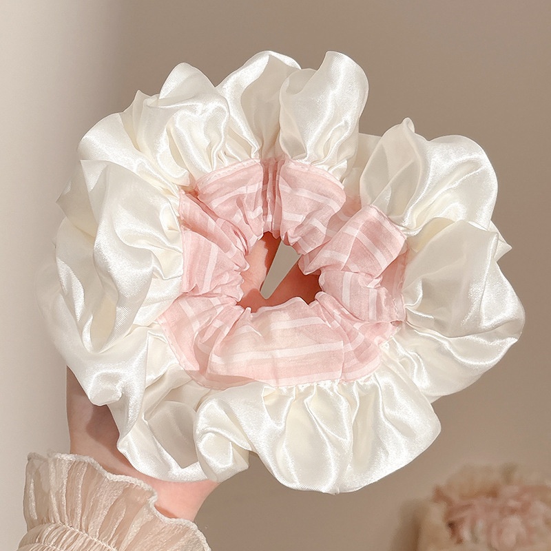 Women's Handmade Spring Ponytail Hair Scrunchie Checkered Fabric