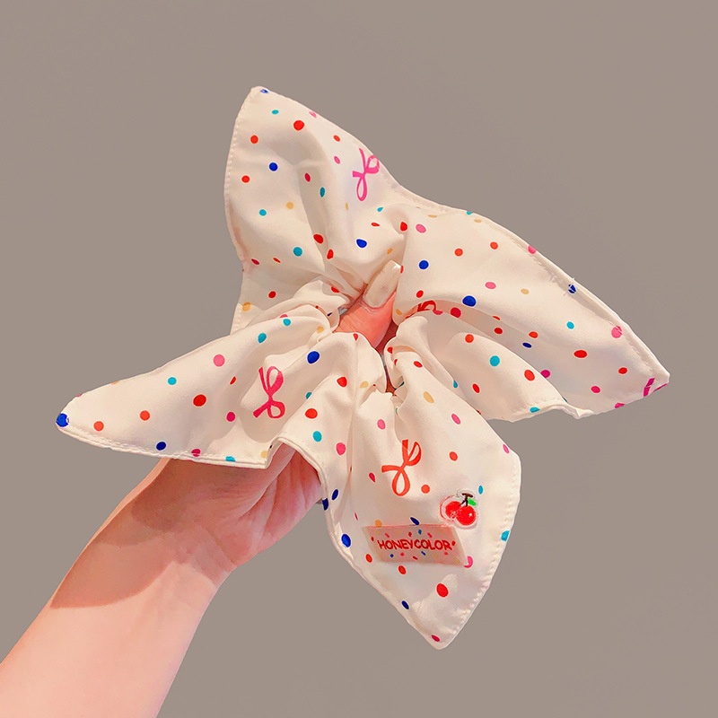 Women's Handmade Spring Ponytail Hair Scrunchie Checkered Fabric