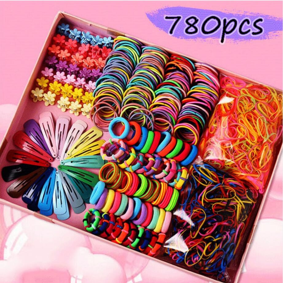 Girls Cute Hair Accessories Set Rubber Band Ties Simple Knitted Petals