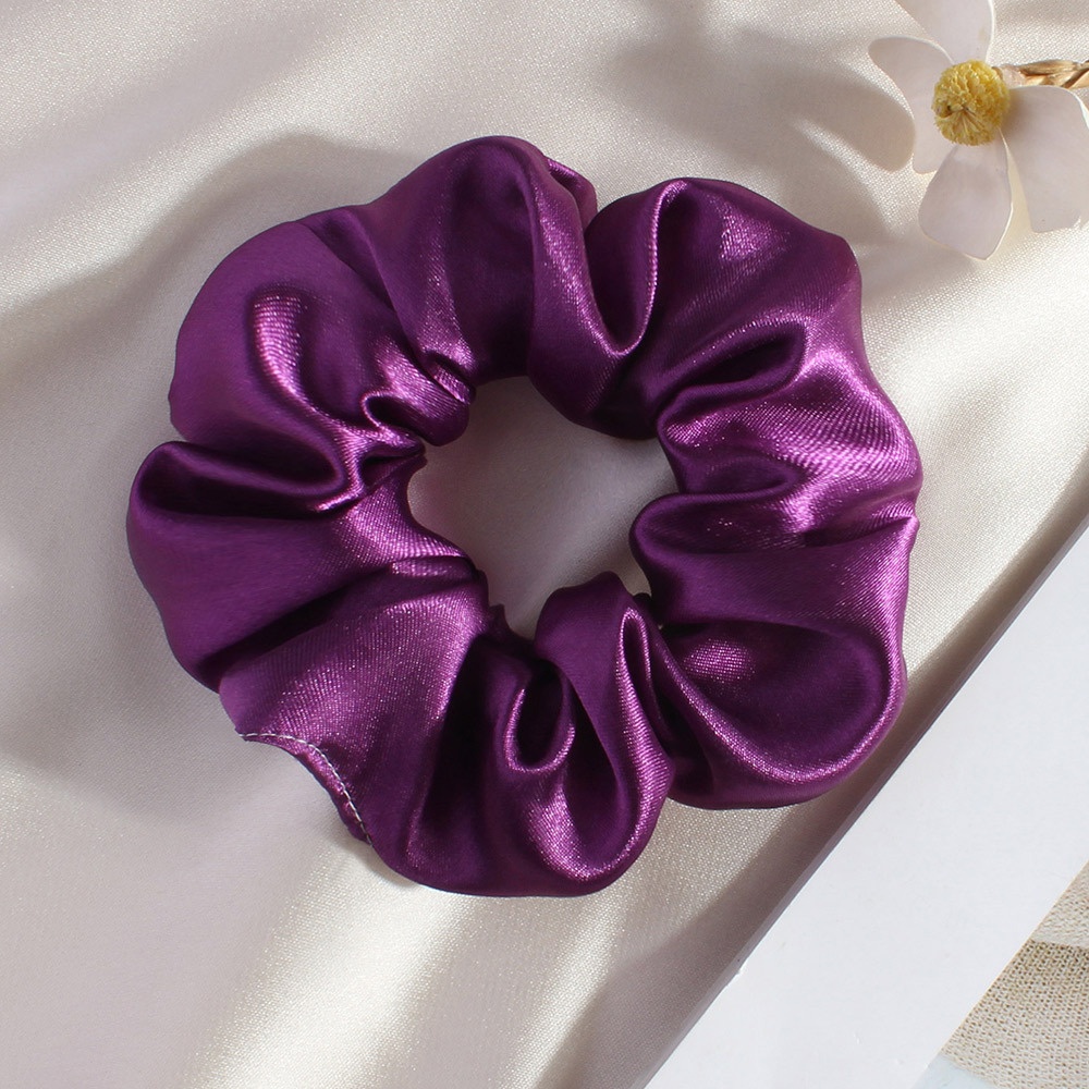 Women's Elegant Summer French Satin Hair Scrunchie Solid Purple