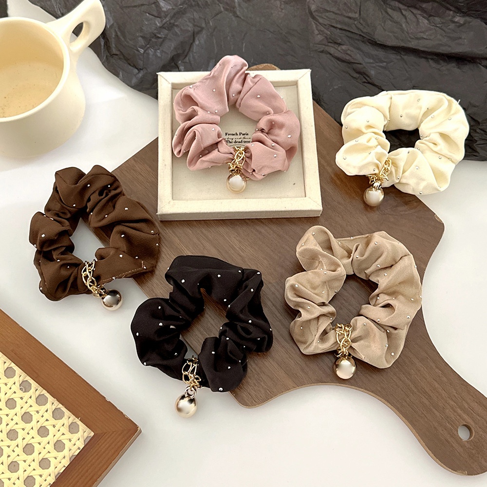 Women's Polyester Rhinestone Star High Ponytail Hair Tie Polka Dots