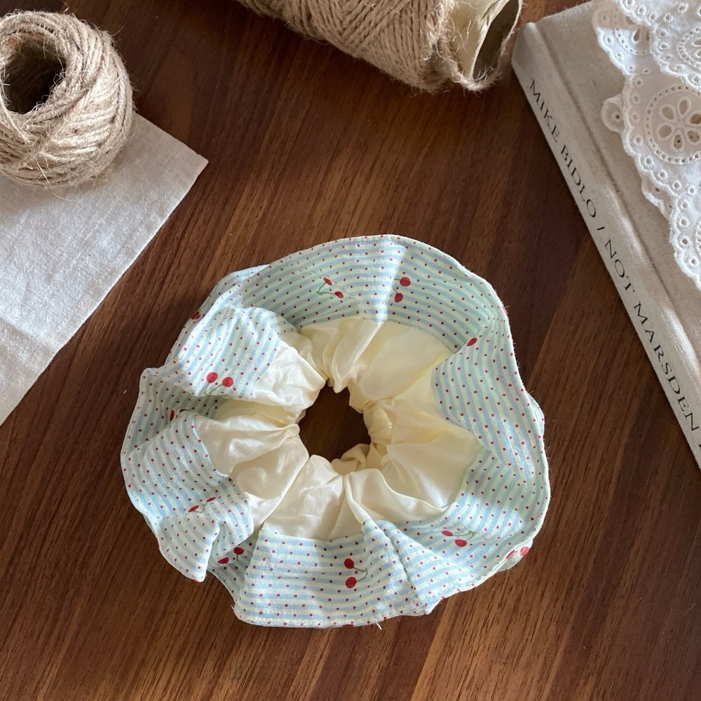 Women's Cloth Telephone Cord Hair Tie for Spring Summer Cherry Bow Knot