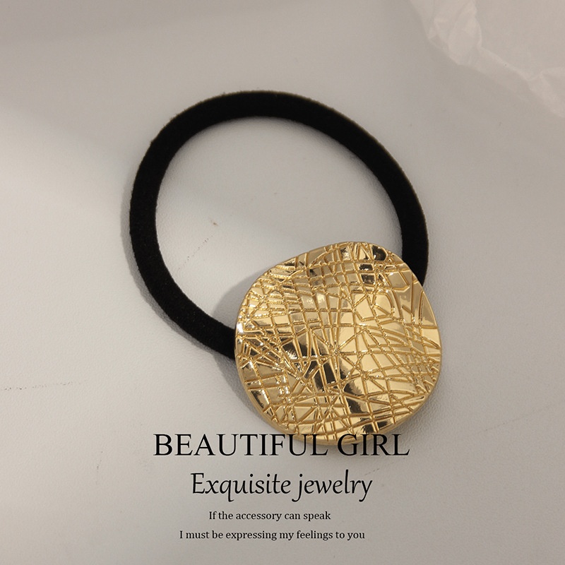 Women's Versatile Retro Alloy Elastic Hair Ties Round Cold Tone