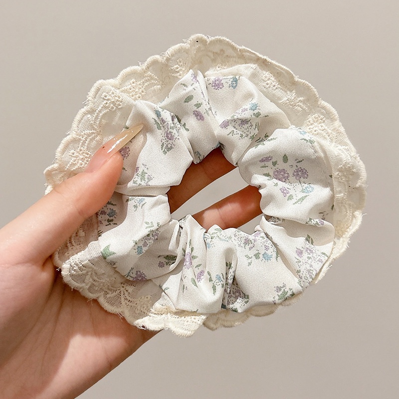 Women's Sweet Bun Scrunchie Hair Tie Multi-layer Lace Knit Cloth