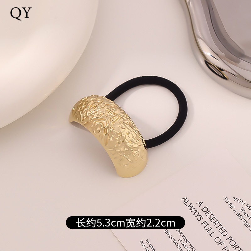 Women's Versatile Retro Alloy Elastic Hair Ties Round Cold Tone