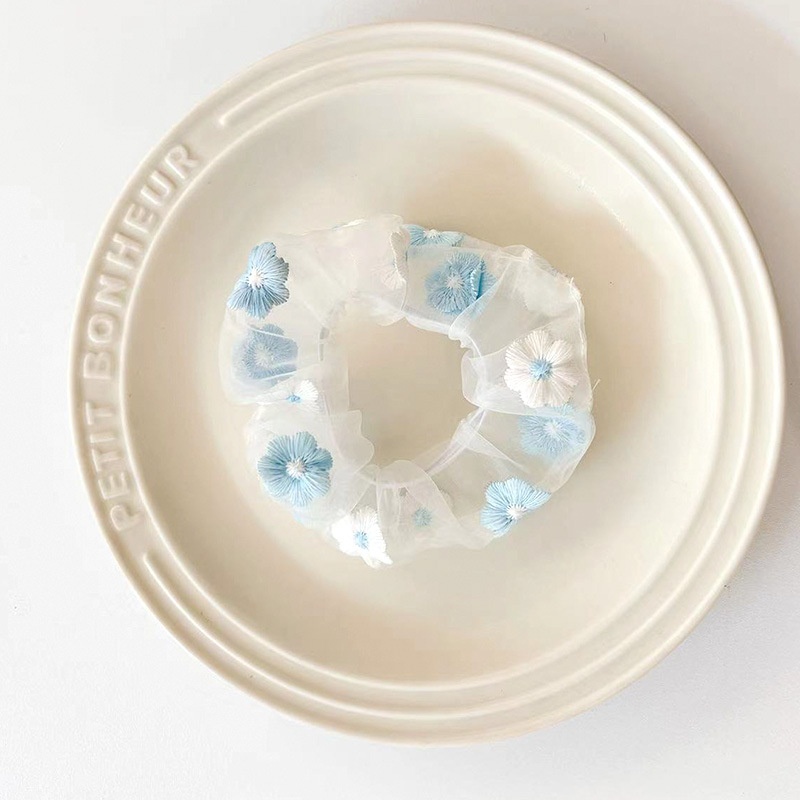 Women's Summer Fabric Scrunchie Pleated Plaid Leopard Hair Tie