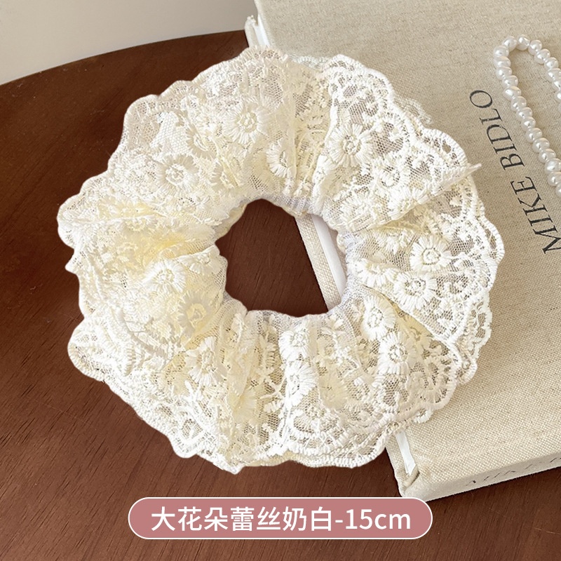 Women's Cloth Lace Scarf Scrunchie Daily Hair Tie Spring Tulip Floral