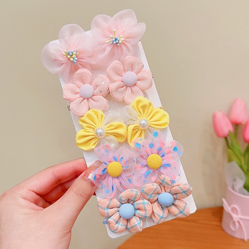 Baby Girls No-Damage Cloth Ponytail Hair Ties Sweet Floral Pattern