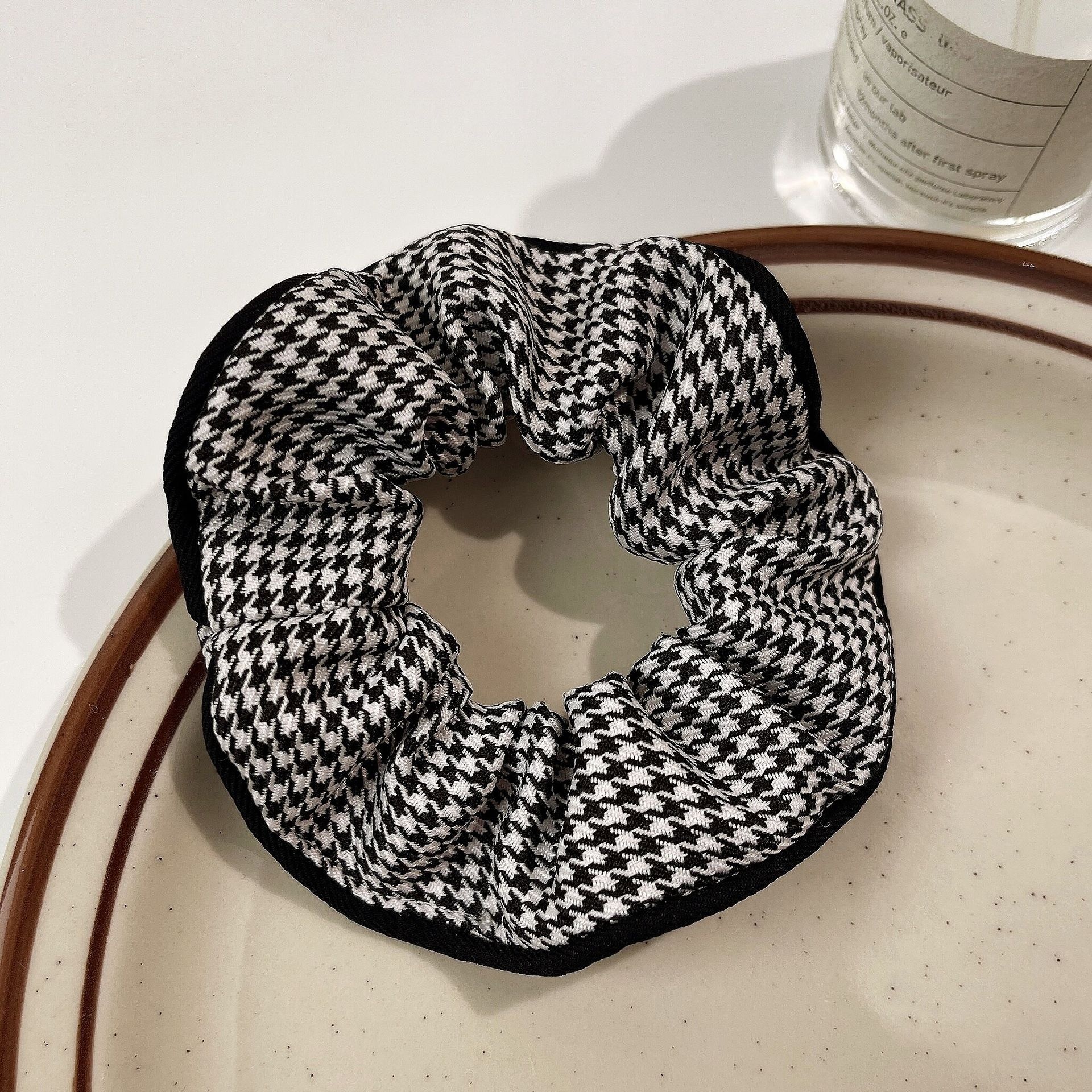 Women's Summer Fabric Scrunchie Pleated Plaid Leopard Hair Tie
