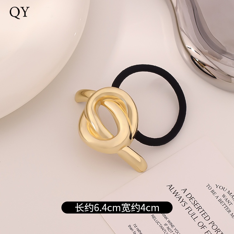 Women's Versatile Retro Alloy Elastic Hair Ties Round Cold Tone