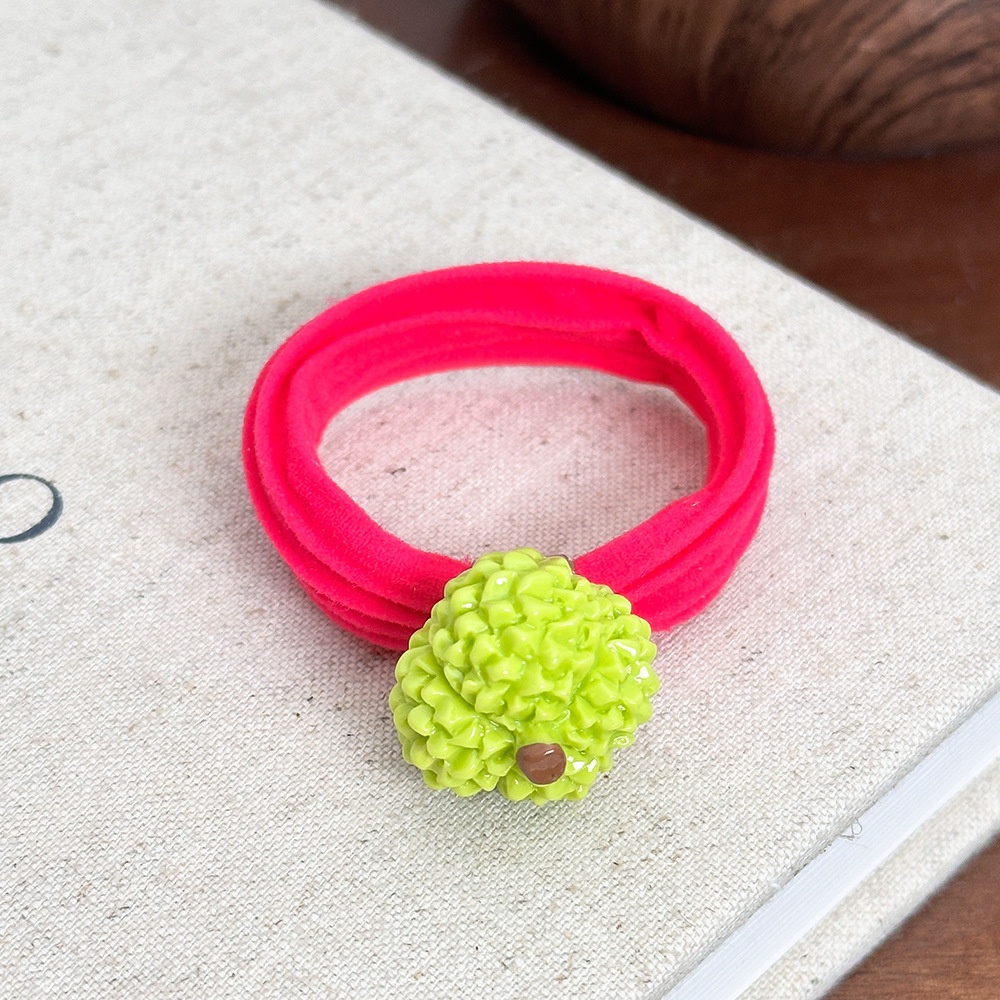 Girls Summer High Elastic Fabric Ponytail Hair Tie Sweet Orange Fruit