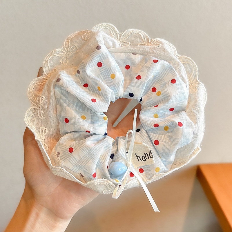 Women's Cloth Lace Scarf Scrunchie Daily Hair Tie Spring Tulip Floral