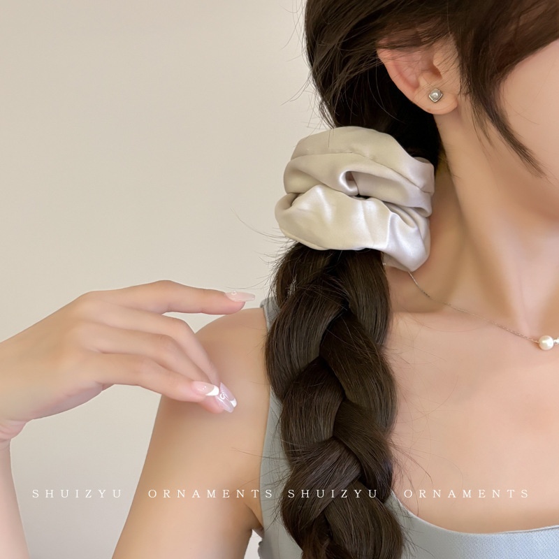 Women's Handmade Spring Ponytail Hair Scrunchie Checkered Fabric