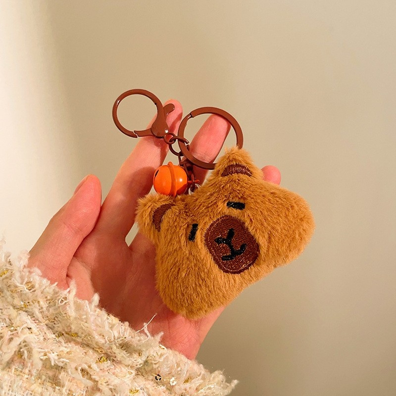 Women's Plush Rabbit Fur Hair Clip Ponytail Holder Cute Capybara Pattern