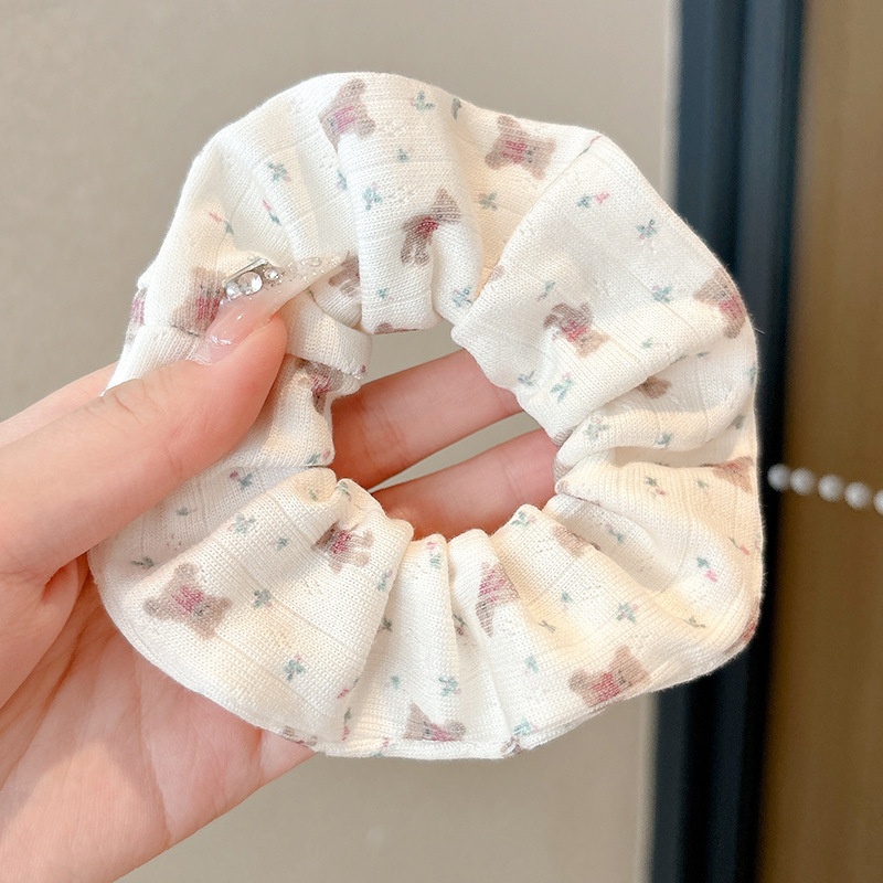 Women Daily Oversized High Elastic Lace Hair Scrunchie Elegant Floral