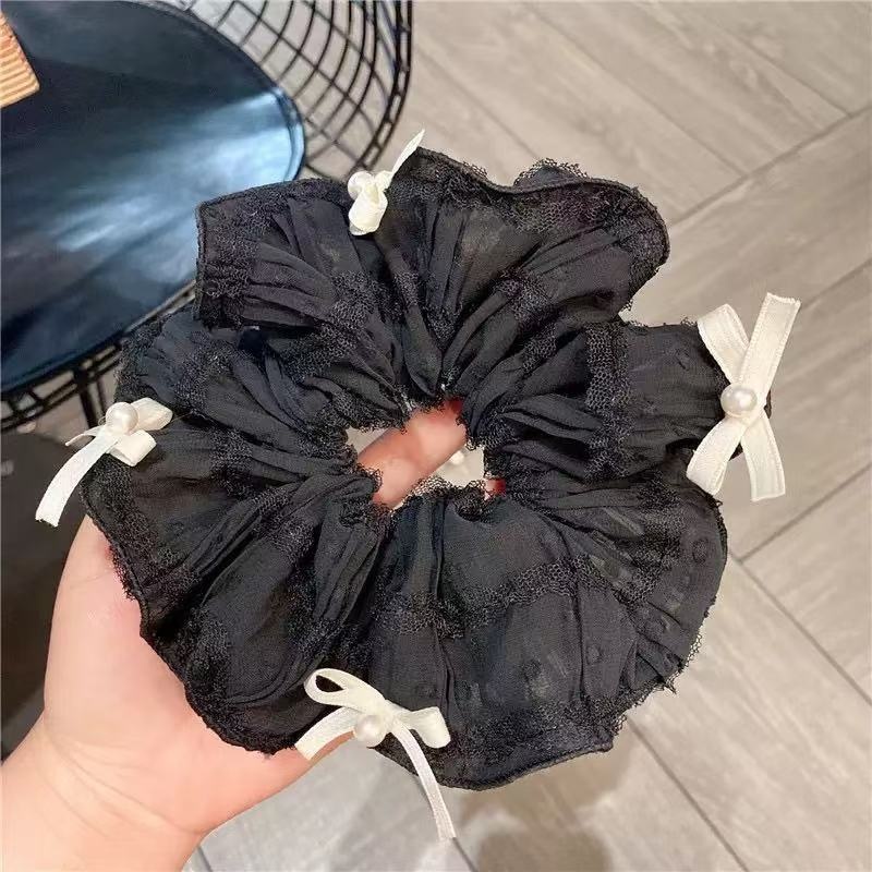 Women's High-End Large Cloth Bun Scrunchie Hair Tie Striped