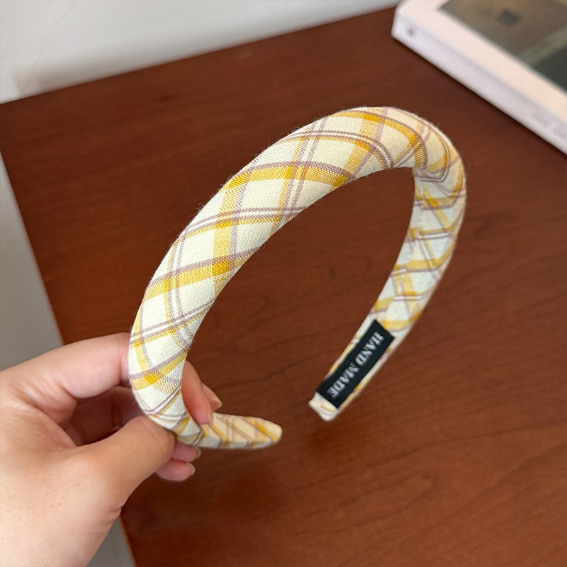 Women's Sweet Satin Hair Tie For Autumn And Winter Yellow Plaid