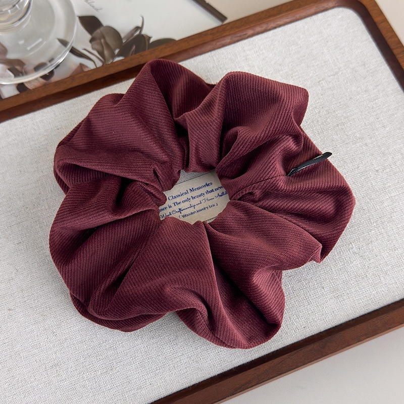 Women's Winter Twill Velvet Scrunchie Ponytail Hair Tie Solid Color