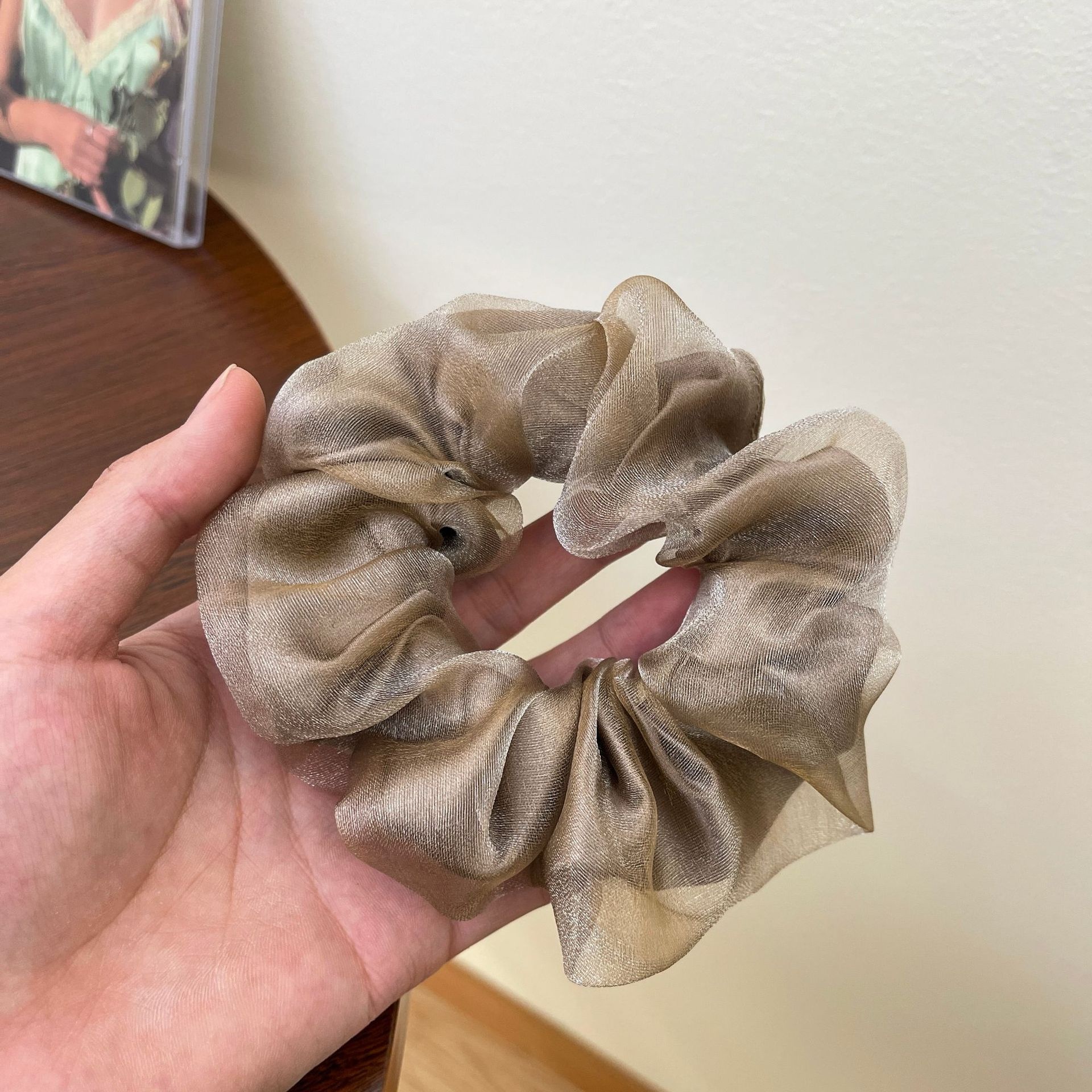 Women's Spring Summer Gauze Floral Hair Tie Rubber Band White