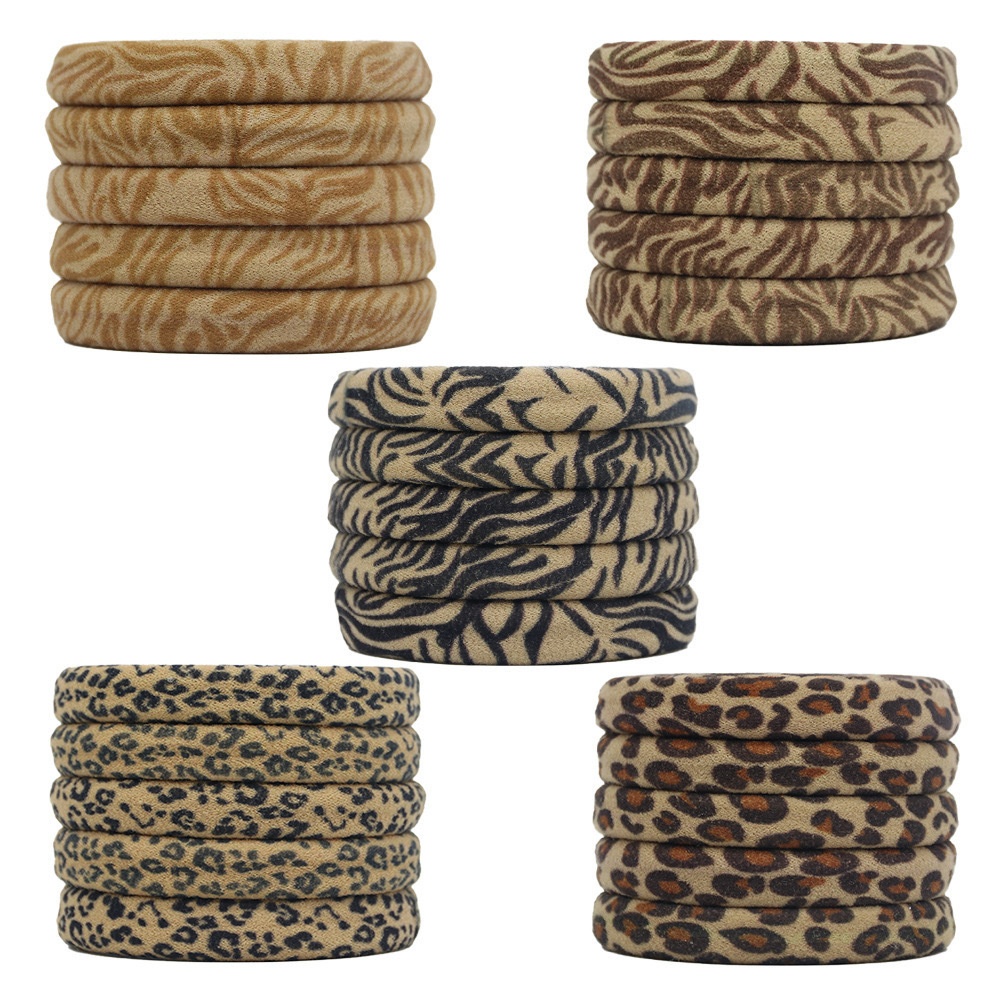 Women's High Elastic Knit Towel Hair Bands Daily Wear Leopard Print