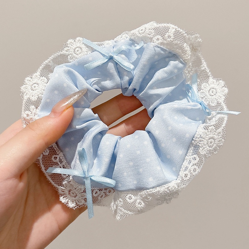 Women's Sweet Bun Scrunchie Hair Tie Multi-layer Lace Knit Cloth