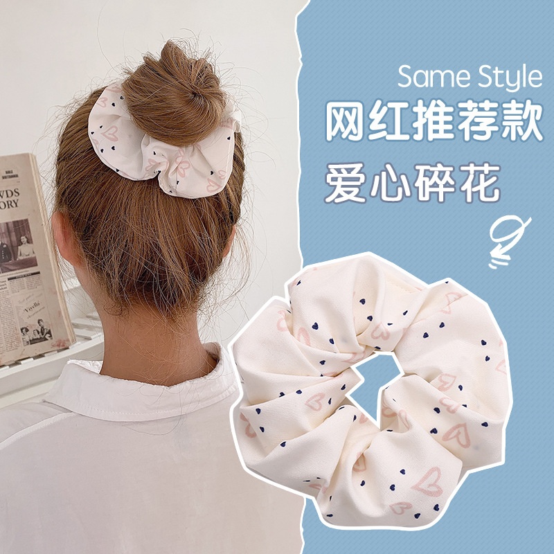 Women's Cloth Lace Scarf Scrunchie Daily Hair Tie Spring Tulip Floral