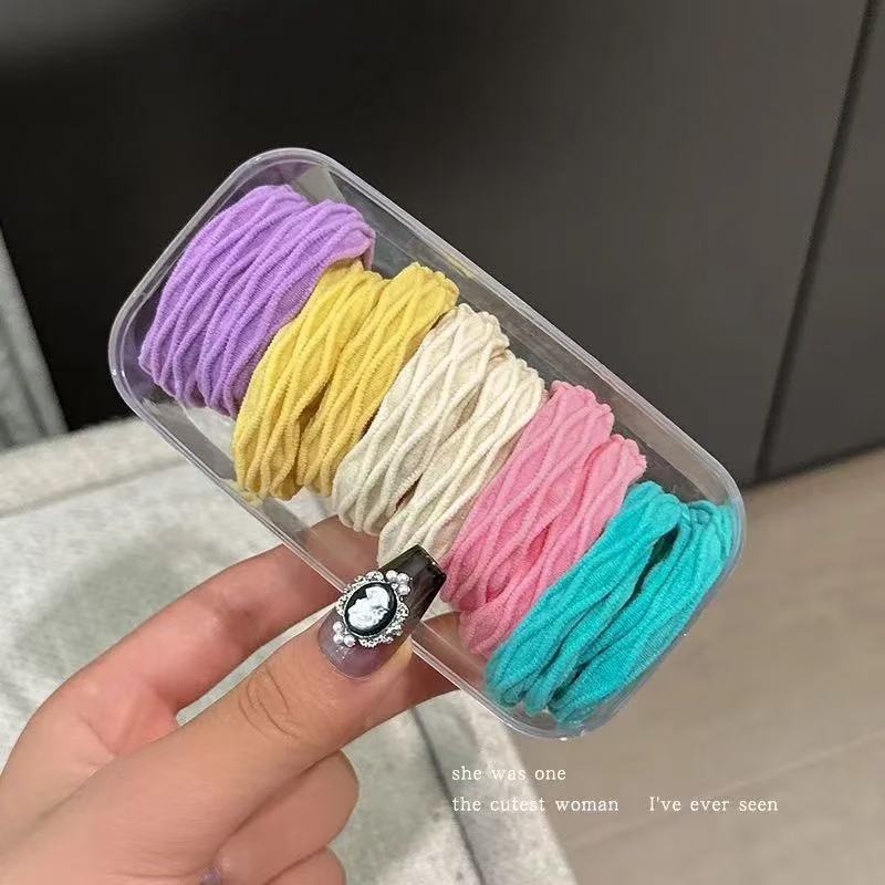 Girls Seamless High Elastic Ponytail Hair Ties Rubber Bands Pink Mixed