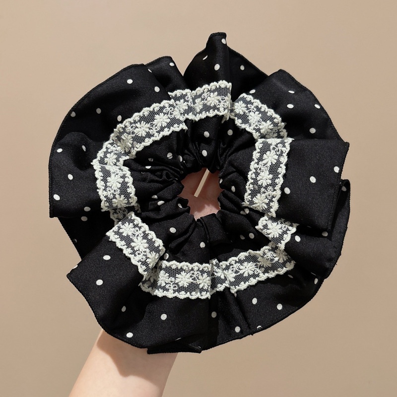 Women Daily Oversized High Elastic Lace Hair Scrunchie Elegant Floral