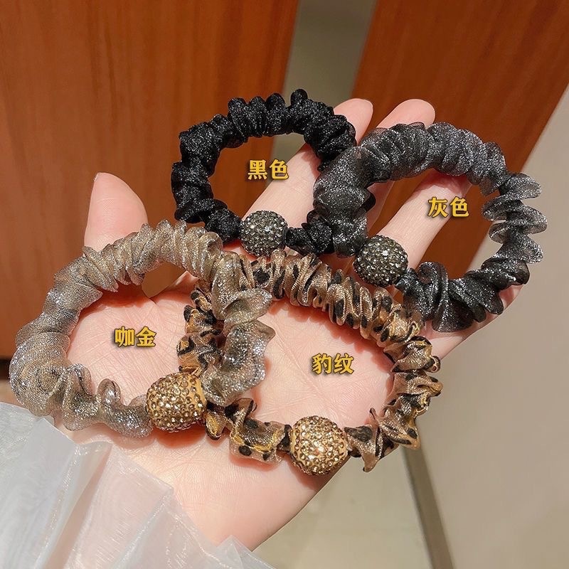 Women's Luxury Rhinestone Large Elastic Hair Tie Leopard Print