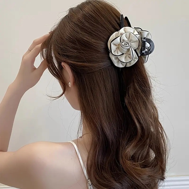 Women's Elegant Hair Tie Claw Clip Sweet Mountain Flower Horse Print