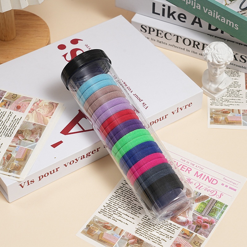 Women High Elastic Seamless Cloth Towel Hair Rings 20pcs Knit Pattern