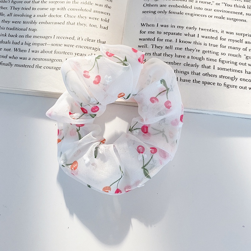 Women Daily Oversized High Elastic Lace Hair Scrunchie Elegant Floral