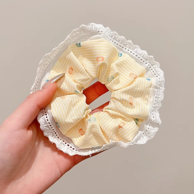 Women's Sweet Bun Scrunchie Hair Tie Multi-layer Lace Knit Cloth