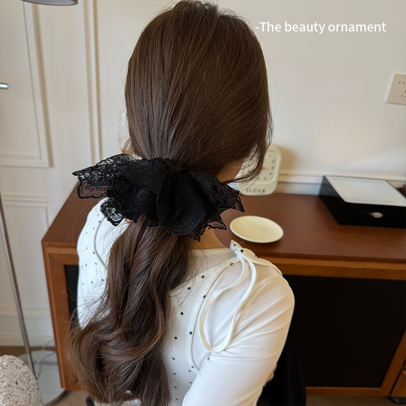 Women's Sweet Bun Scrunchie Hair Tie Multi-layer Lace Knit Cloth